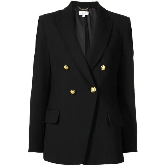 NWT'S A.L.C Sedgwick II Double Breasted Blazer in Black Gold Button Jacket 14 - Picture 1 of 10